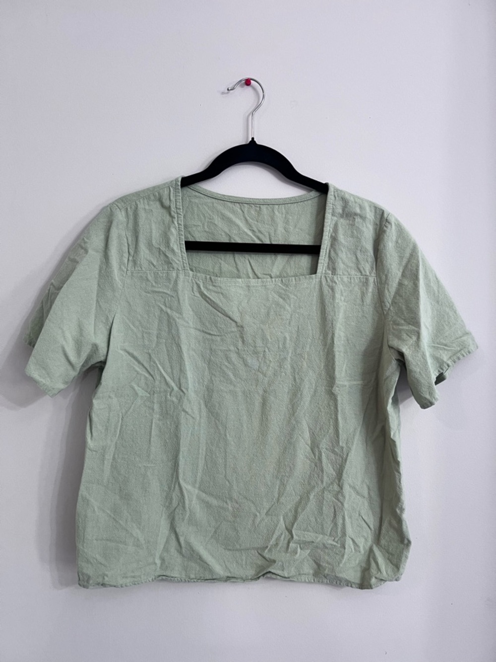 Light Green Square Neck Short Sleeve Top